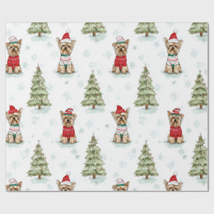 Christmas Yorkies Dog Wrapping Paper