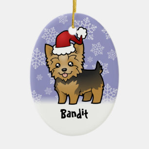 Christmas Yorkshire Terrier (add your pets name) Ceramic Ornament