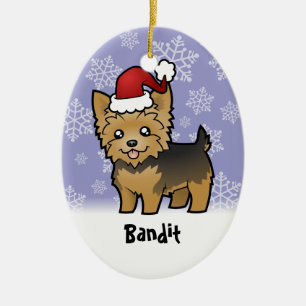Christmas Yorkshire Terrier (add your pets name) Ceramic Ornament