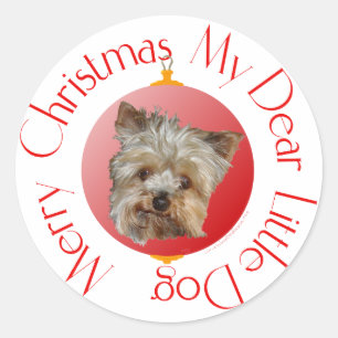 Christmas Yorkshire Terrier Classic Round Sticker
