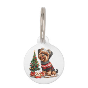 Christmas Yorkshire Terrier Dogs Pet Tag