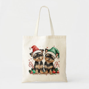Christmas Yorkshire Terrier Dogs Tote Bag