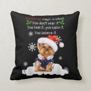 Christmas Yorkshire Terrier Funny Yorkie Puppy Cushion
