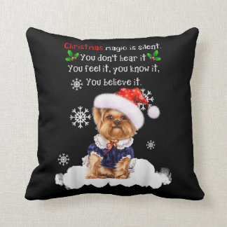 Christmas Yorkshire Terrier Funny Yorkie Puppy Cushion