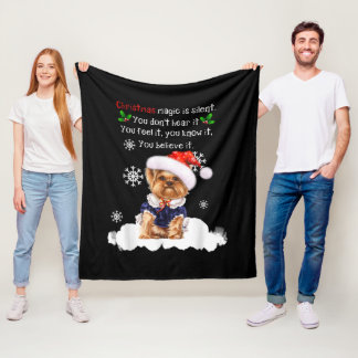 Christmas Yorkshire Terrier Funny Yorkie Puppy Fleece Blanket
