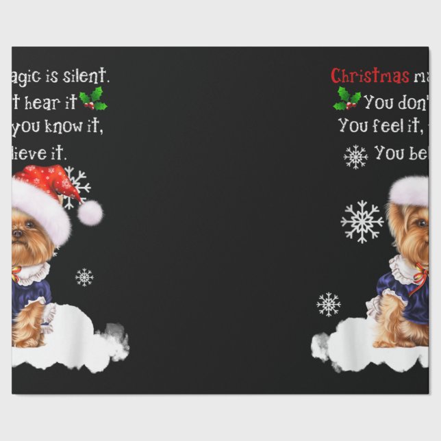Christmas Yorkshire Terrier Funny Yorkie Puppy Wrapping Paper (Seam)