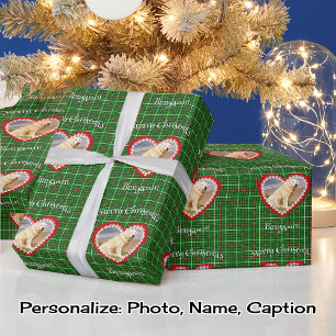 Christmas your pet photo custom text pattern wrapping paper