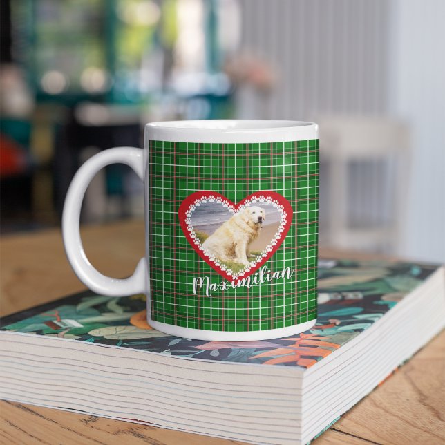 Christmas your pet photo red green coffee mug (Creator Uploaded)