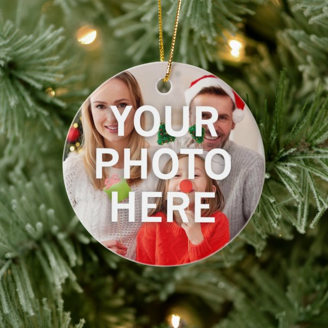 Christmas Your Photo Here Ceramic Ornament (Tree)