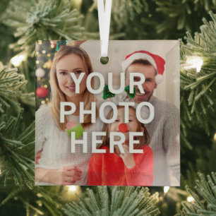 Christmas Your Photo Here Glass Tree Decoration