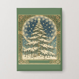 Christmas Yule Tree Snowflakes and Stars Art Nouve