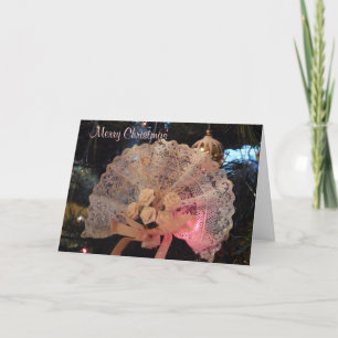 Christmas / Yule Victorian Lace Fan Ornament Card