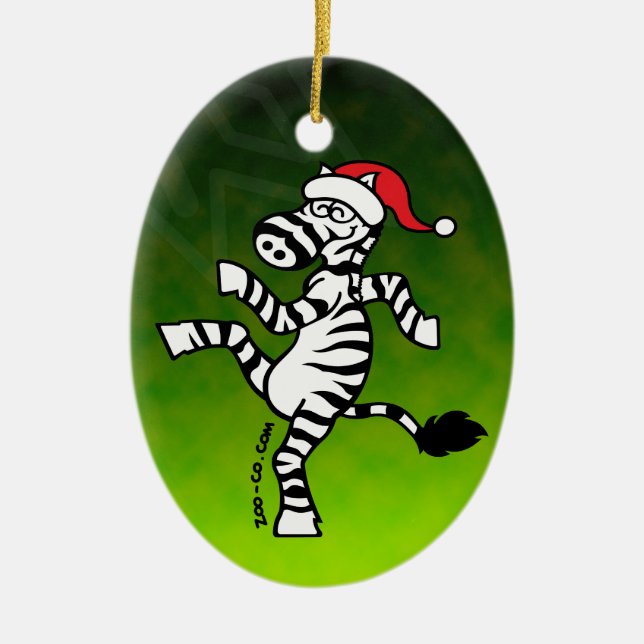 Christmas Zebra Ceramic Ornament (Front)