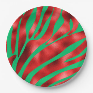 Christmas Zebra Festive Paper Plate