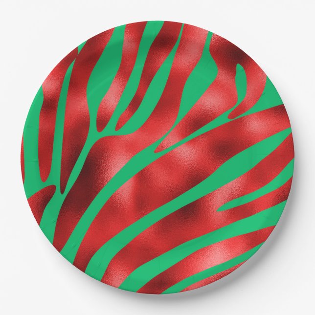 Christmas Zebra Festive Paper Plate (Front)