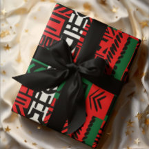 Christmas Zebra Kente African Print Art Gift Wrap