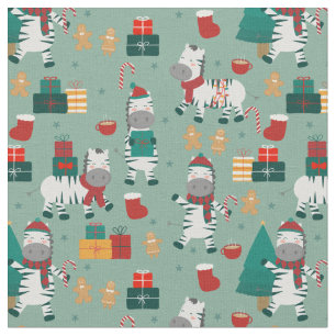 christmas zebra santa winter holiday ugly xmas fabric