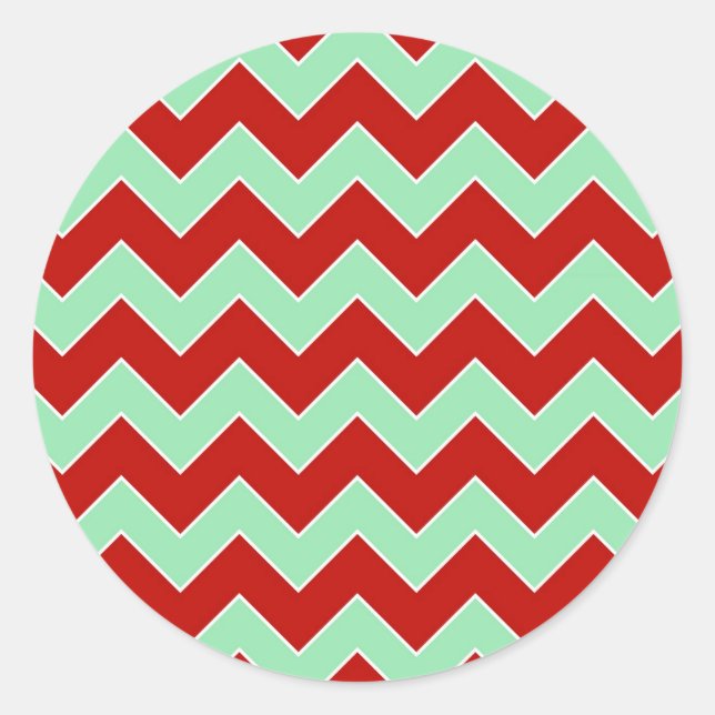 Christmas Zigzag Classic Round Sticker (Front)