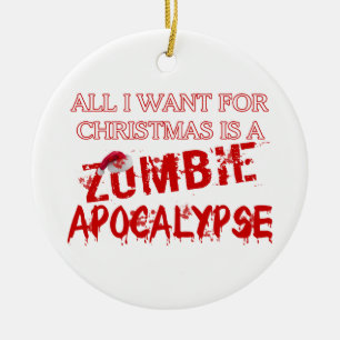 Christmas Zombie Apocalypse Ceramic Ornament
