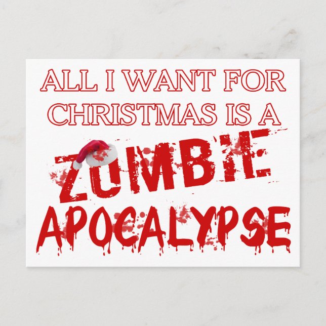 Christmas Zombie Apocalypse Holiday Postcard (Front)