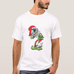christmas zombie elf with evil smile T-Shirt