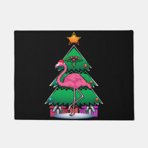 christmas zoo animal xmas tropical bird pink flami doormat