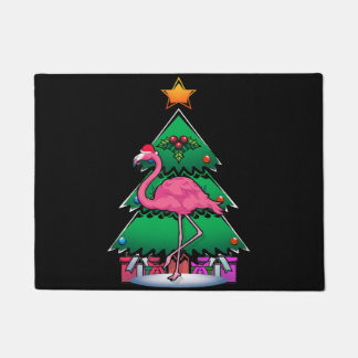 christmas zoo animal xmas tropical bird pink flami doormat