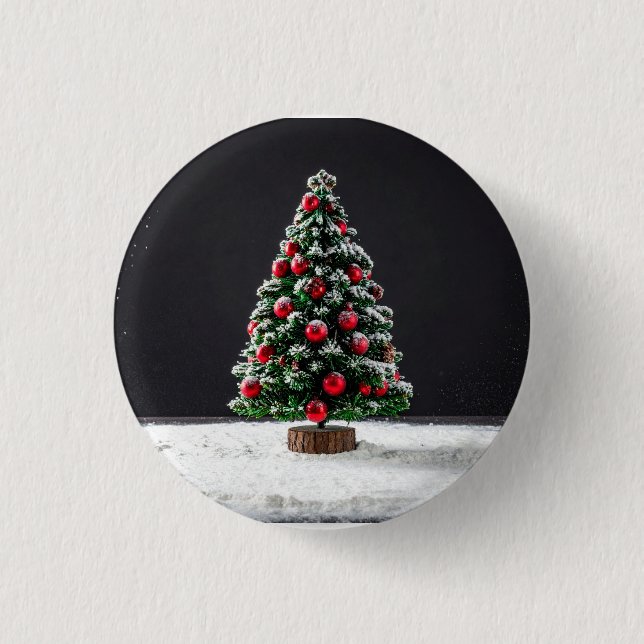 christmass tree 3 cm round badge (Front)