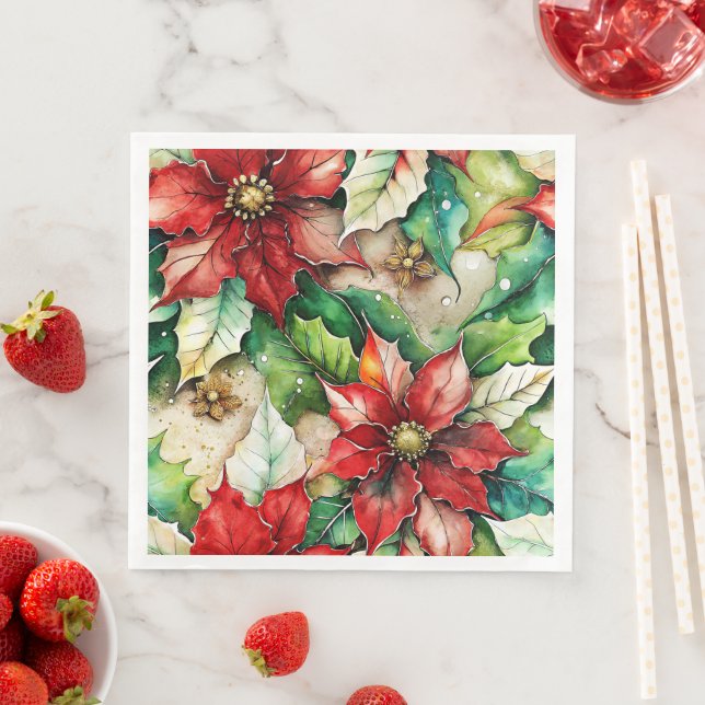 Christmassy Florals 01 Napkin (Insitu)