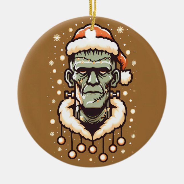 Christmassy Frankenstein Ceramic Ornament (Front)