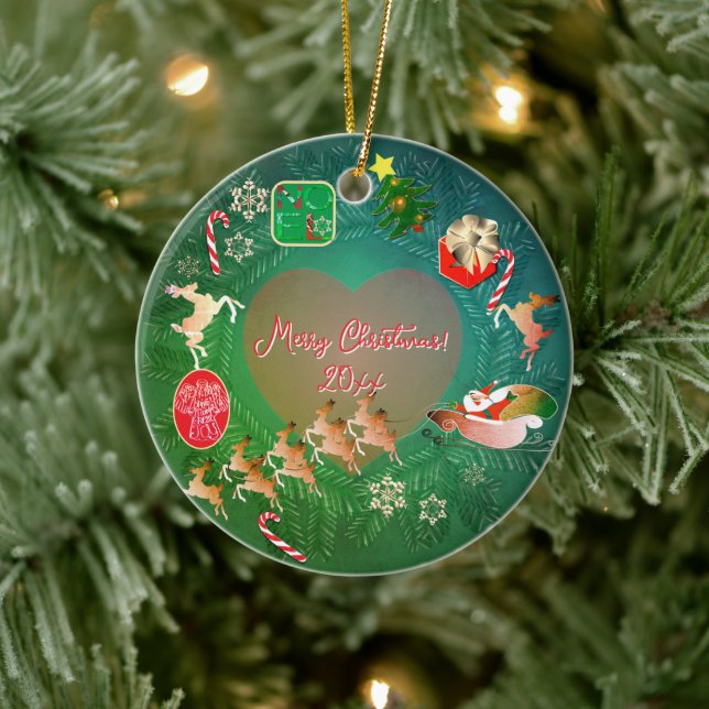 Christmassy Oven Mitt and Pot Holders Ceramic Ornament (Tree)