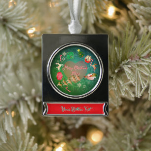Christmassy  silver plated banner ornament