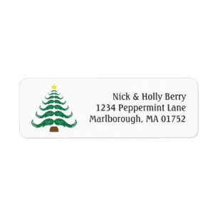 Christmastache Tree Return Address Label