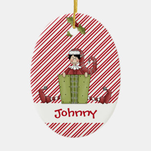 Christmastime Elf Buddy Gift Ceramic Ornament