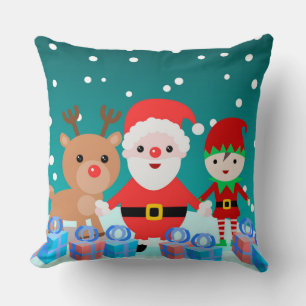 CHRISTMASTIME WITH SANTA AND HIS FRIENDS CUSHION