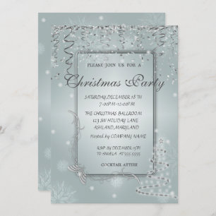 ChristmasTree,Snowflakes Corporate Christmas Party Invitation