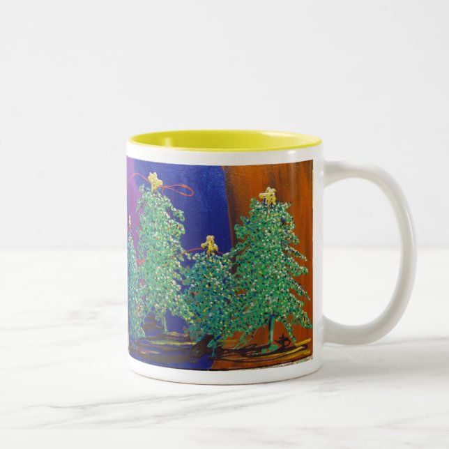 ChristmasTrees Painting Two-Tone Coffee Mug (Right)