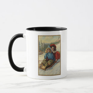 ChristmasTwo Little Girls Sledding Mug