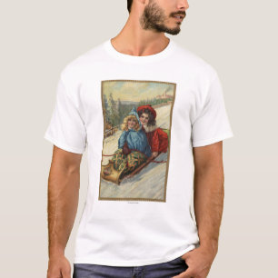 ChristmasTwo Little Girls Sledding T-Shirt