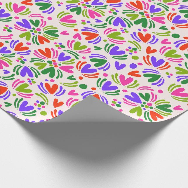 Christmasy Colourful Hearts and Polka dots Wrapping Paper (Corner)