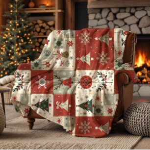 Christms Patchwork Quilt Fleece Blanket