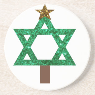 christmukkah christmas tree coaster