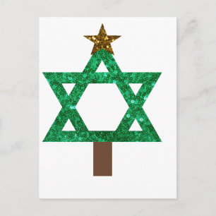 christmukkah christmas tree holiday postcard