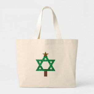 christmukkah christmas tree large tote bag