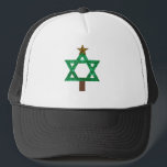 christmukkah christmas tree trucker hat<br><div class="desc">christmukkah, hanukkah, , "star of david", chanukka, christmukka chanukkah , "ugly christmas", hannukah, channukah, hanukka , "christmas tree", christmas, xmas, sequin, green gold, glitter, glittery, glittering white blank custom customise customised personalised funny jewish jew hebrew holidays</div>