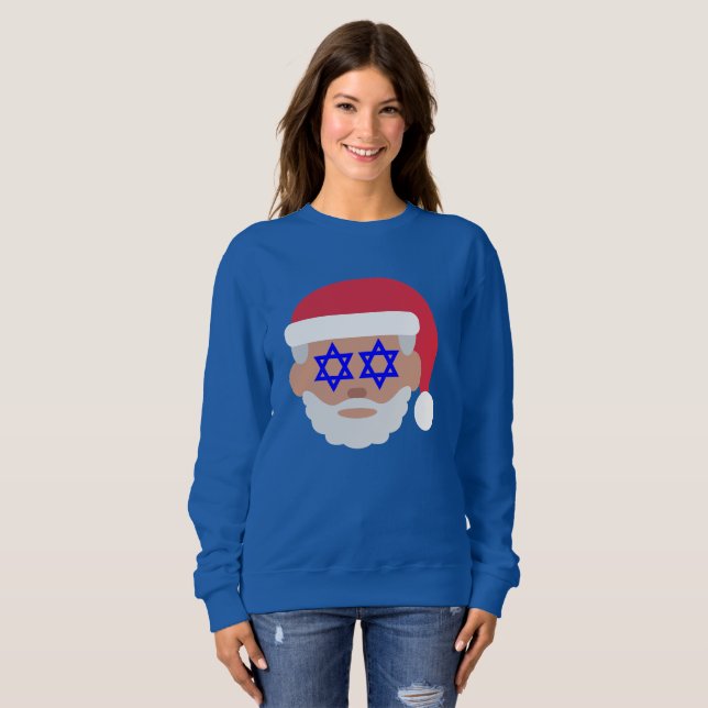 christmukkah santa claus emoji womens sweatshirt (Front Full)
