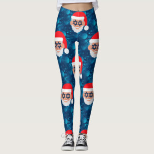 christmukkah santa emoji leggings