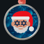 christmukkah santa emoji metal ornament<br><div class="desc">"christmukkah santa emoji ", christmukkah, hanukkah, chanukkah, "jewish christmas", "hanukkah emoji", hannukah, channukah, "ugly christmas", "star of david"</div>