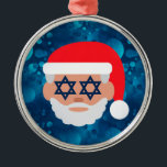 christmukkah santa emoji metal ornament<br><div class="desc">"christmukkah santa emoji ", christmukkah, hanukkah, chanukkah, "jewish christmas", "hanukkah emoji", hannukah, channukah, "ugly christmas", "star of david"</div>