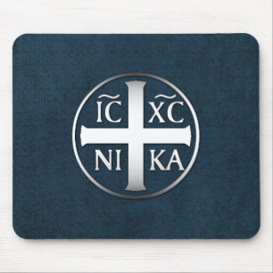Christogram ICXC NIKA Jesus Conquers Mouse Pad